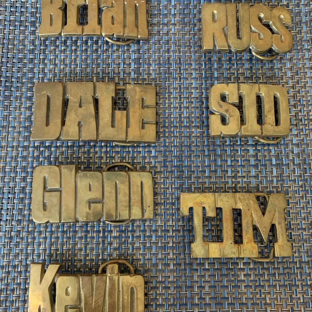 Solid Brass Belt Buckles Names Brian, Dale, Glenn, Kevin, Russ, Sid (2), Tim New